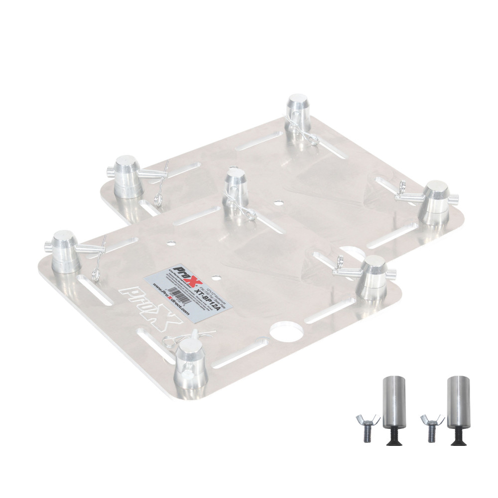 Pro X Pack of Two 12" Aluminum Base Plates w/ Speaker Stud Mounts F34 Trussing