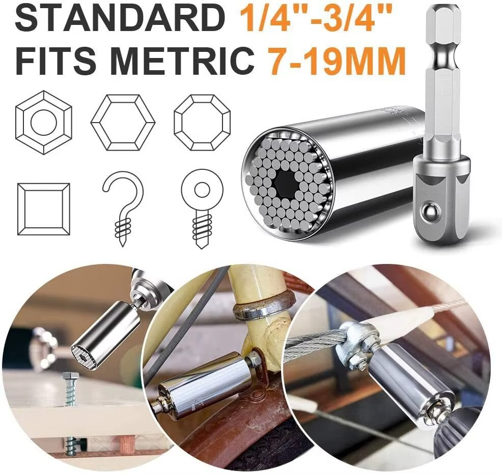 Universal SOCKET Wrench Tool 1/4-3/4 7mm-19mm Magic Grip Alligator Adapter Set