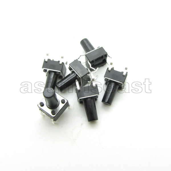 100 x DIP 6x6x10mm Tact Tactile Push Button Switch Momentary 4 Pin Black