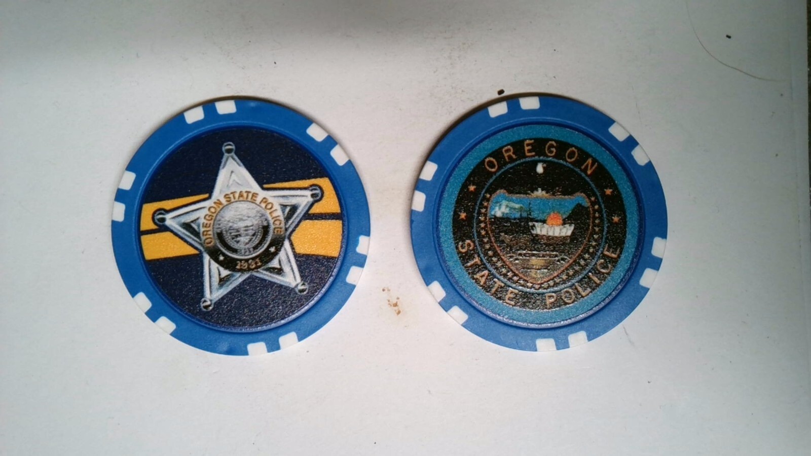 CHALLENGE COIN LAW ENFORCEMENT POLICE CERAMIC CHIP OREGON STATE POLICE