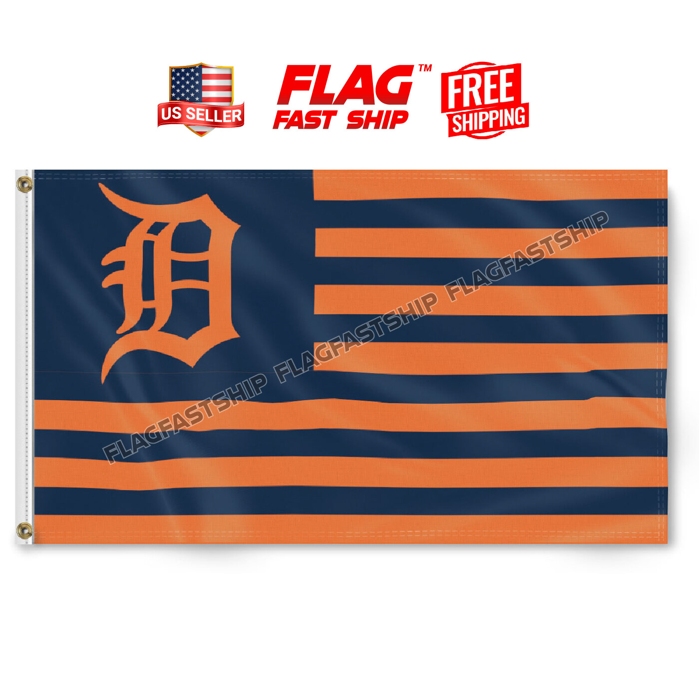 Detroit Tigers Flag 3x5 FT Banner Grommets Cave Man Fast FREE Shipping US Seller