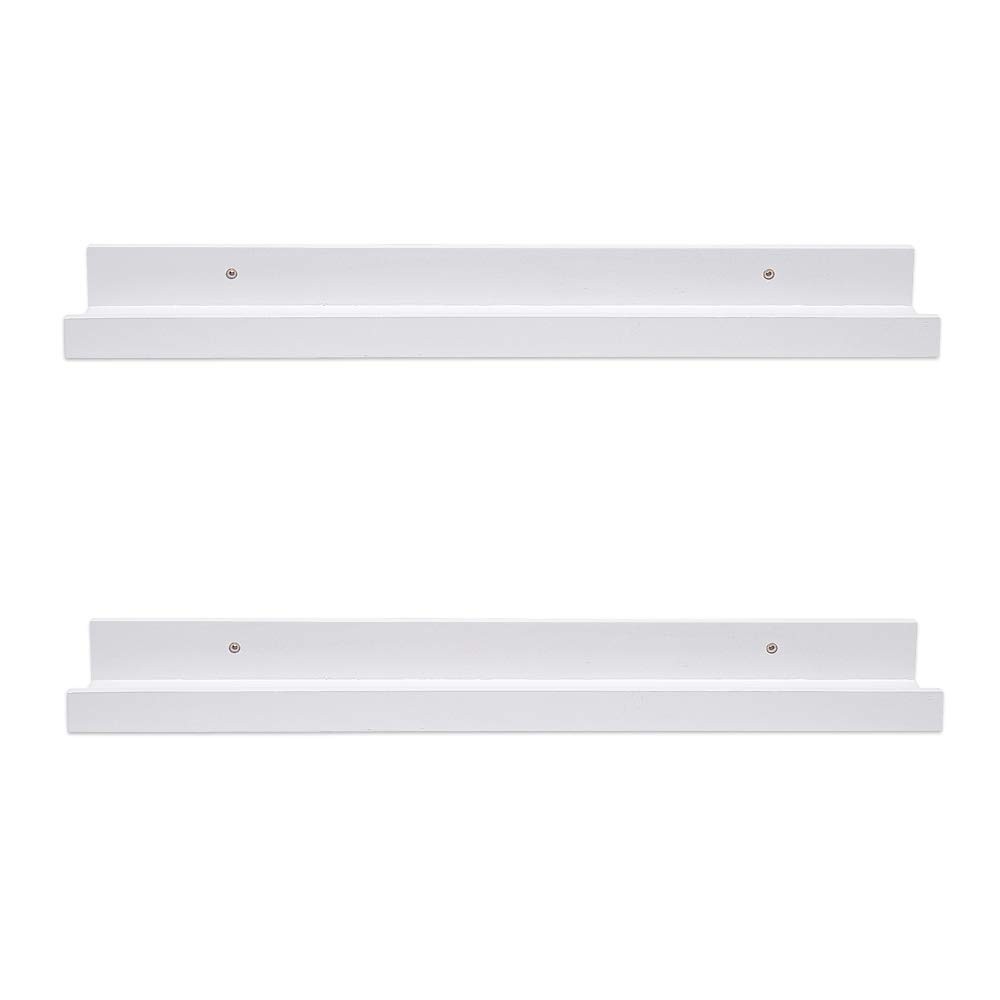 White Floating Shelves Wall Mounted Set of 2, 24 Inch Picture Ledge Shelf for St