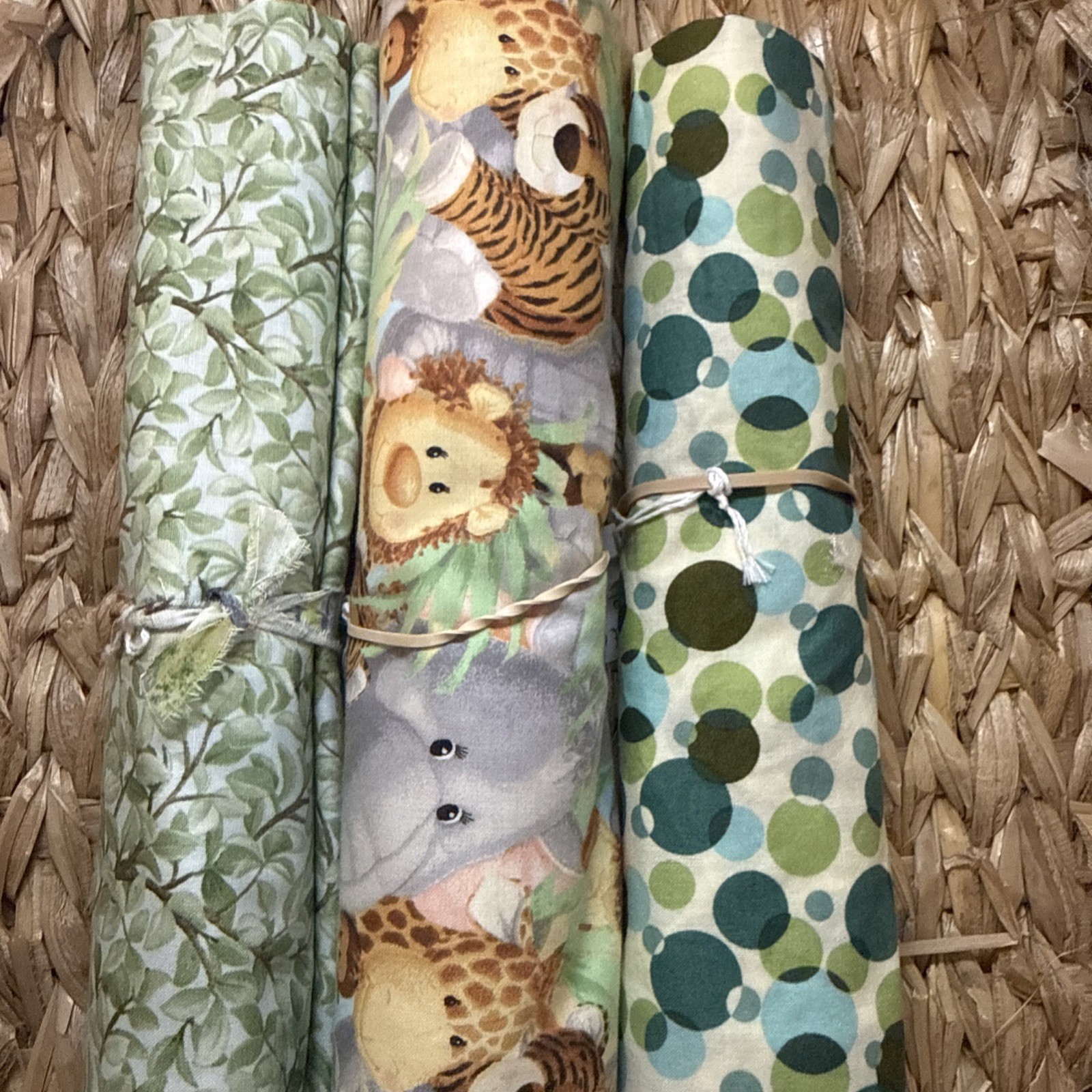 3 Yards Of Quilting/ Sewing Fabric Jungle Animals Green