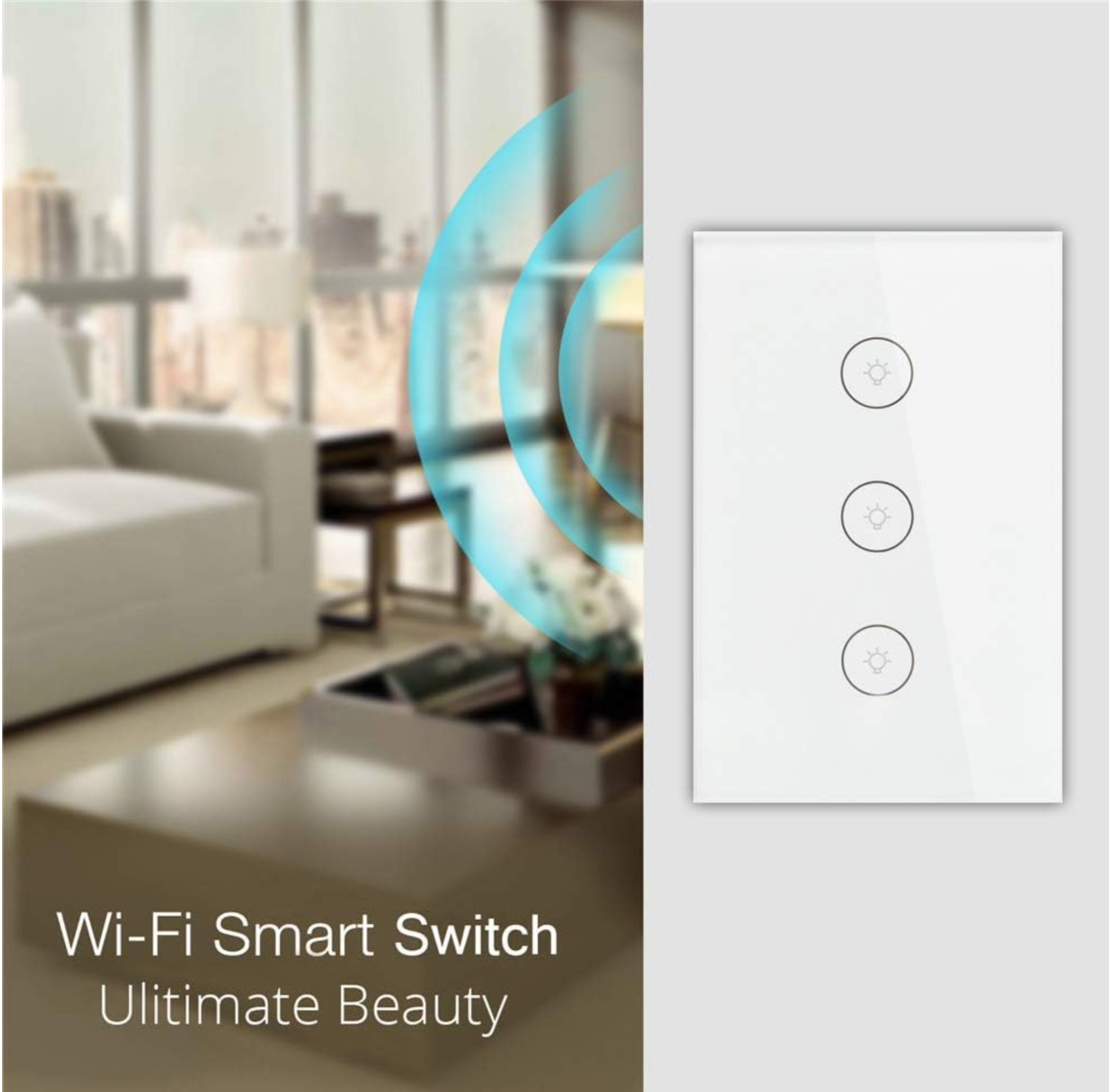 AvatarControls 1-3Gang or Dimmer Smart Wall Switch Touch Glass Panel AlexaGoogle
