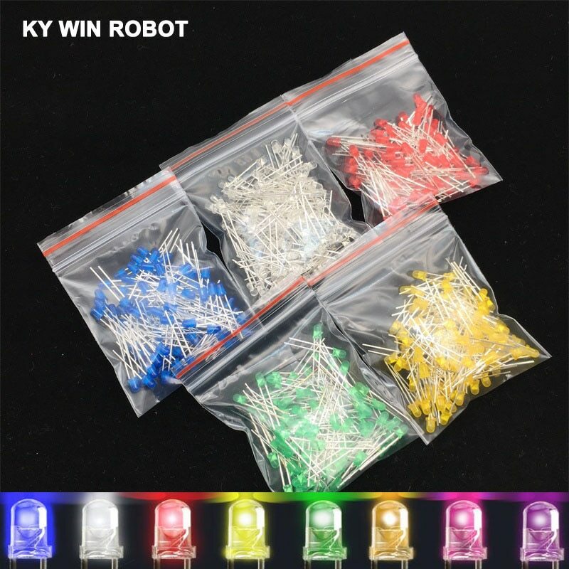 100pcs 3mm LED Diode Kit White Green Red Blue Yellow Orange Pink Purple Warm DIY