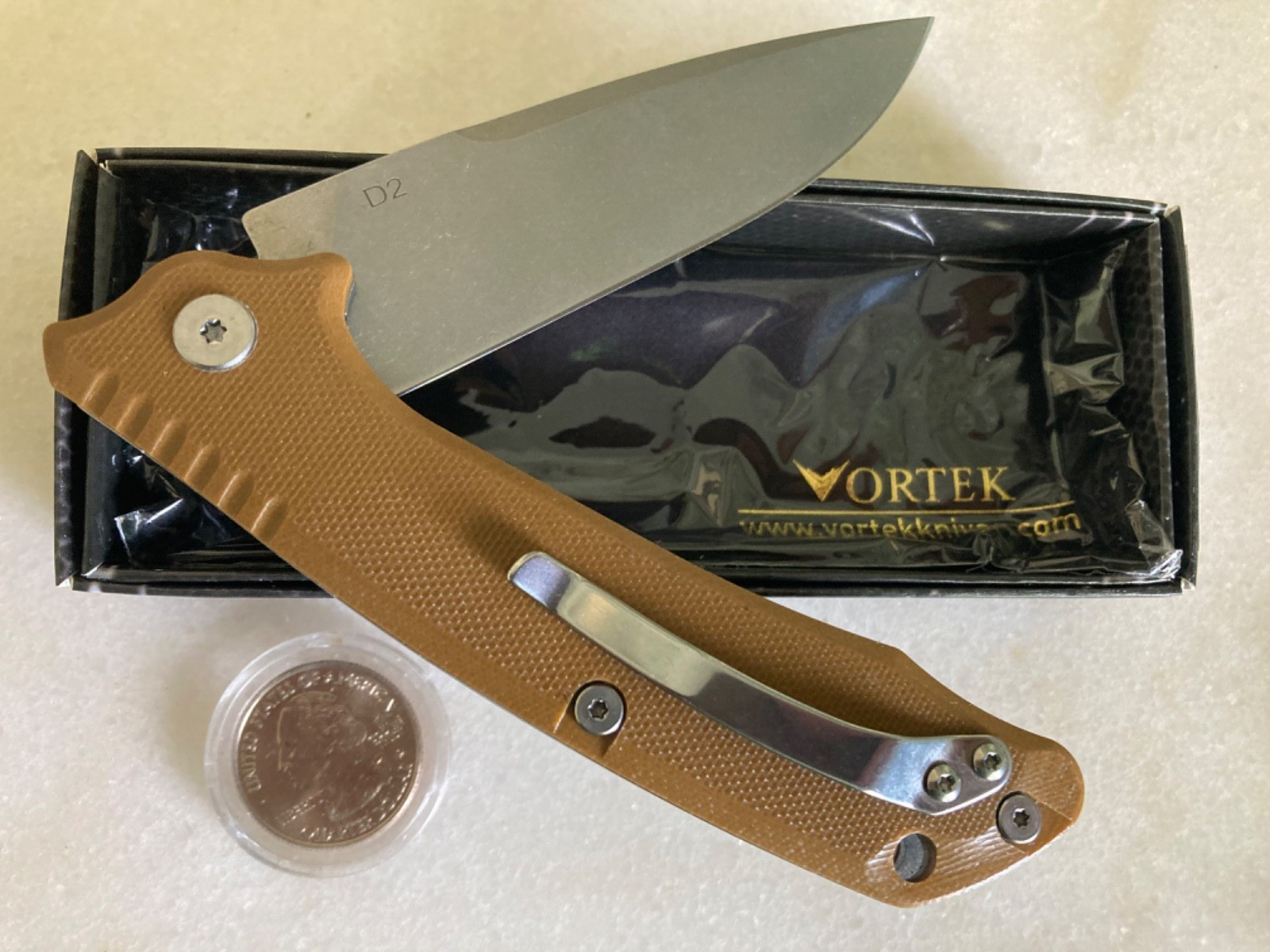 NEW EDC VORTEX ROVER FLIPPER POCKET KNIFE 3.5” PLAIN DROP POINT BLADE NIB CLIP