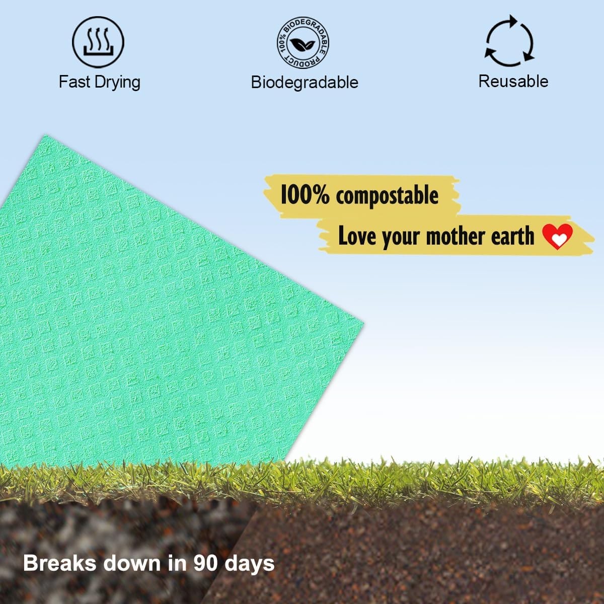 10 Pack Reusable Kitchen Dishcloths - Ultra Absorbent Dish Towels for Washing