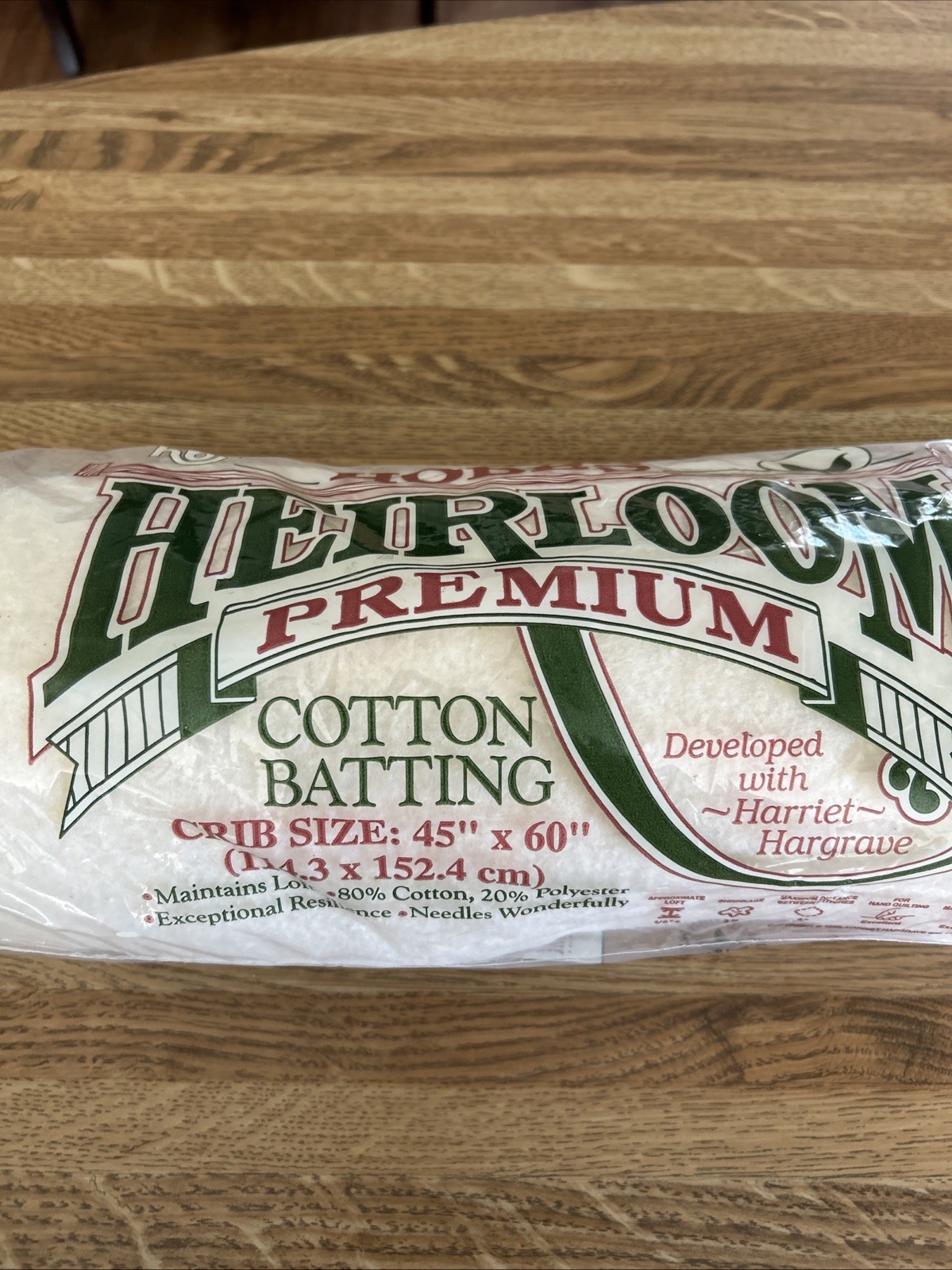 Hobbs Heirloom Premium Cotton Batting 45”x60” Crib Size