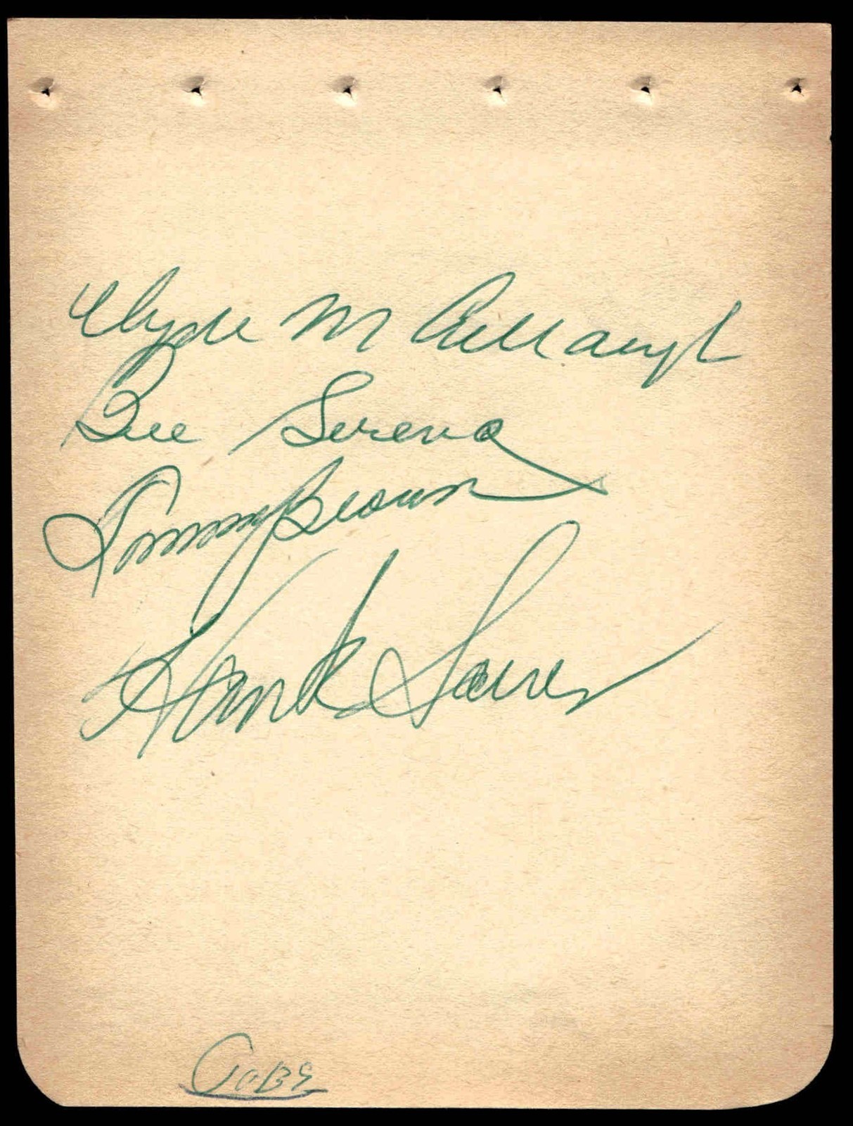 McCullough Serena Sauer Tommy Brown Signed 4.5 x 6" 1953 Scrapbook Auto *CM629