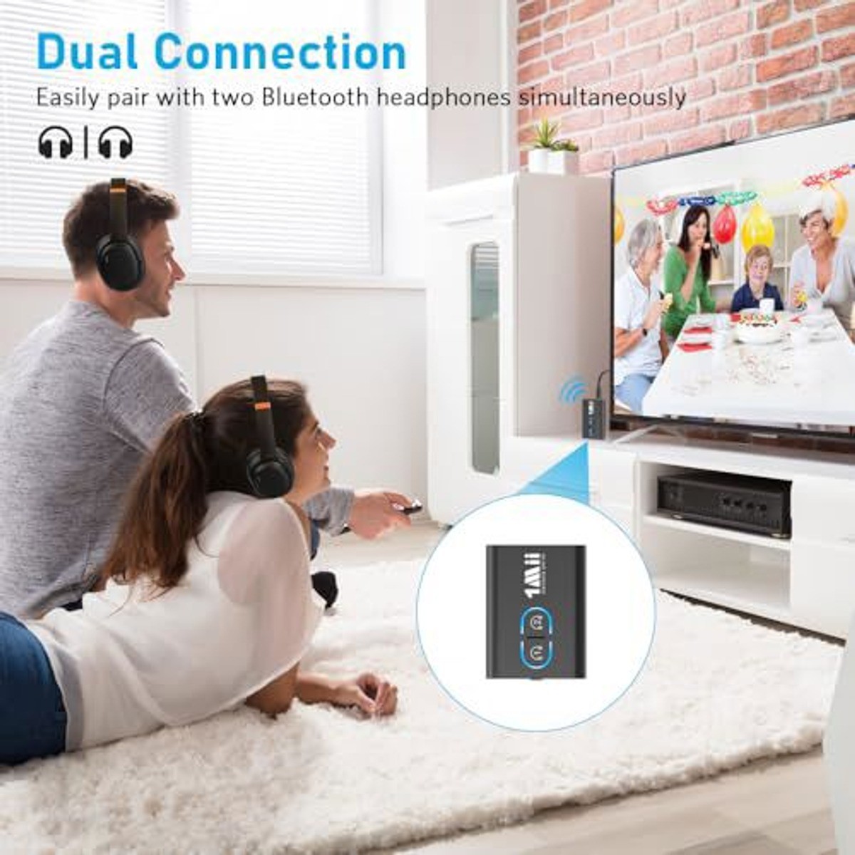 1Mii Bluetooth Audio Transmitter Receiver Dual Connection 3.5mm RCA Open Box