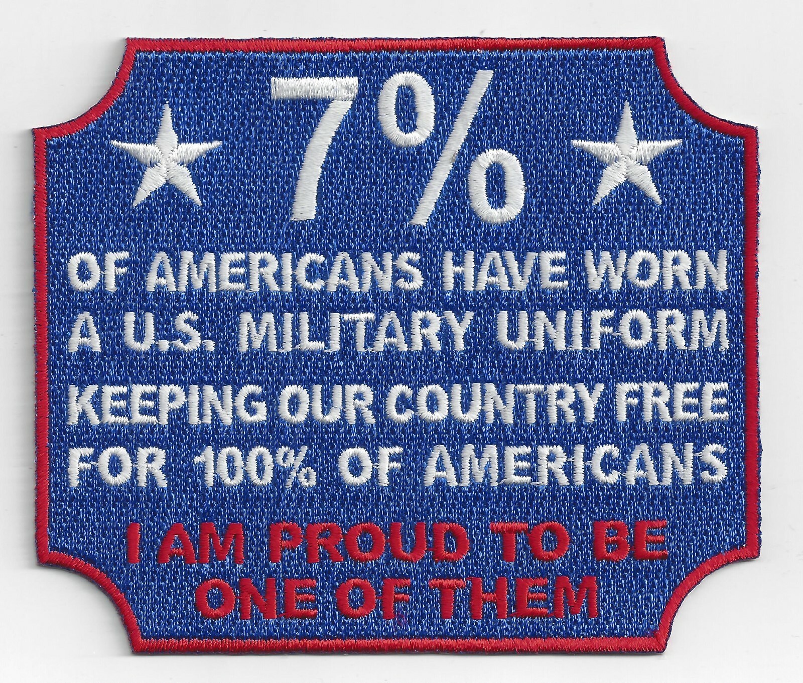 7% of Americans 4.25 x 3.5 inch Emb on Twill c7287