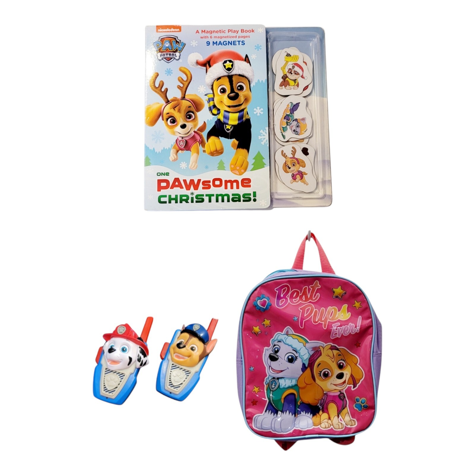 PAW PATROL CHASE Marshall 2 WALKIE TALKIES Mini BACKPACK Skye EVEREST & Book