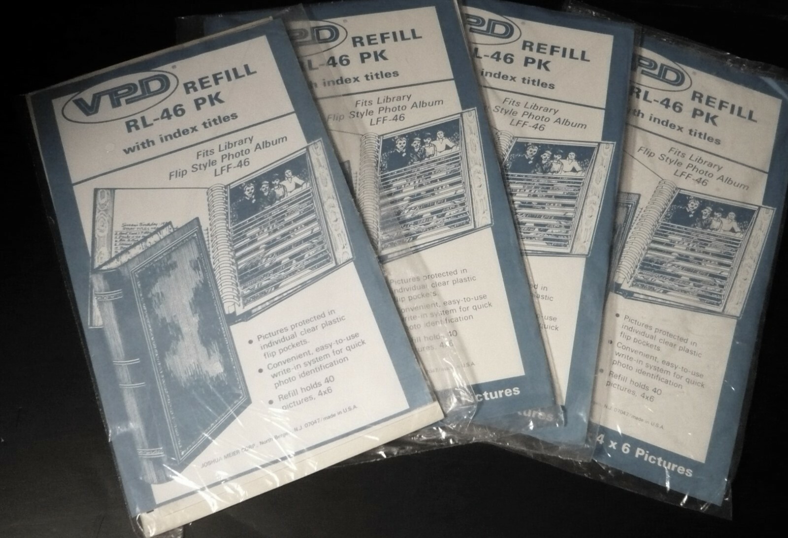 (4) New - VPD Photo Album Refill Packs #RL-46, for 40 4"x6" photos, with indexes