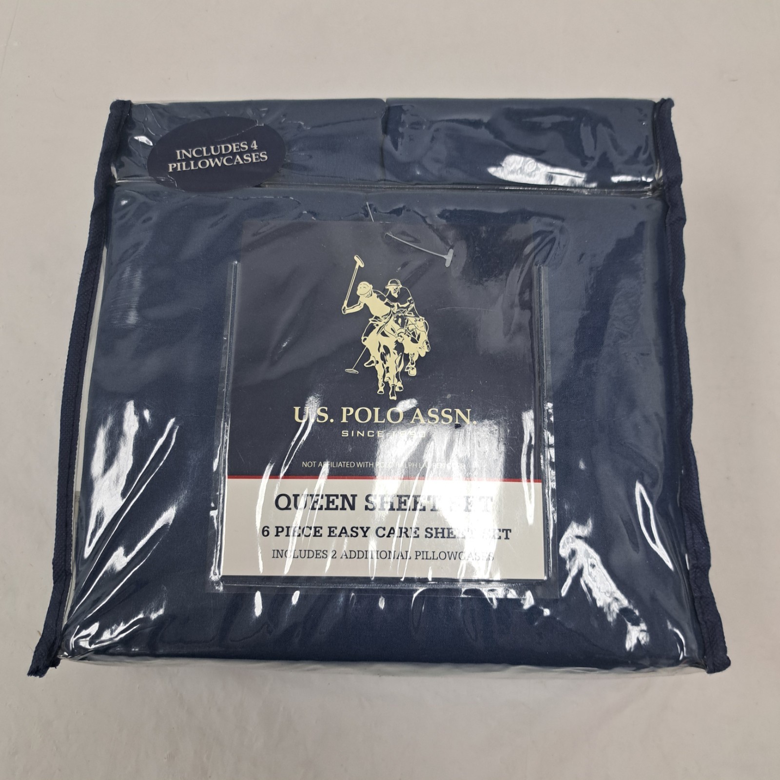 U.S. Polo Assn. Home Navy Blue Queen Sheet Set 6 Piece Easy Care New