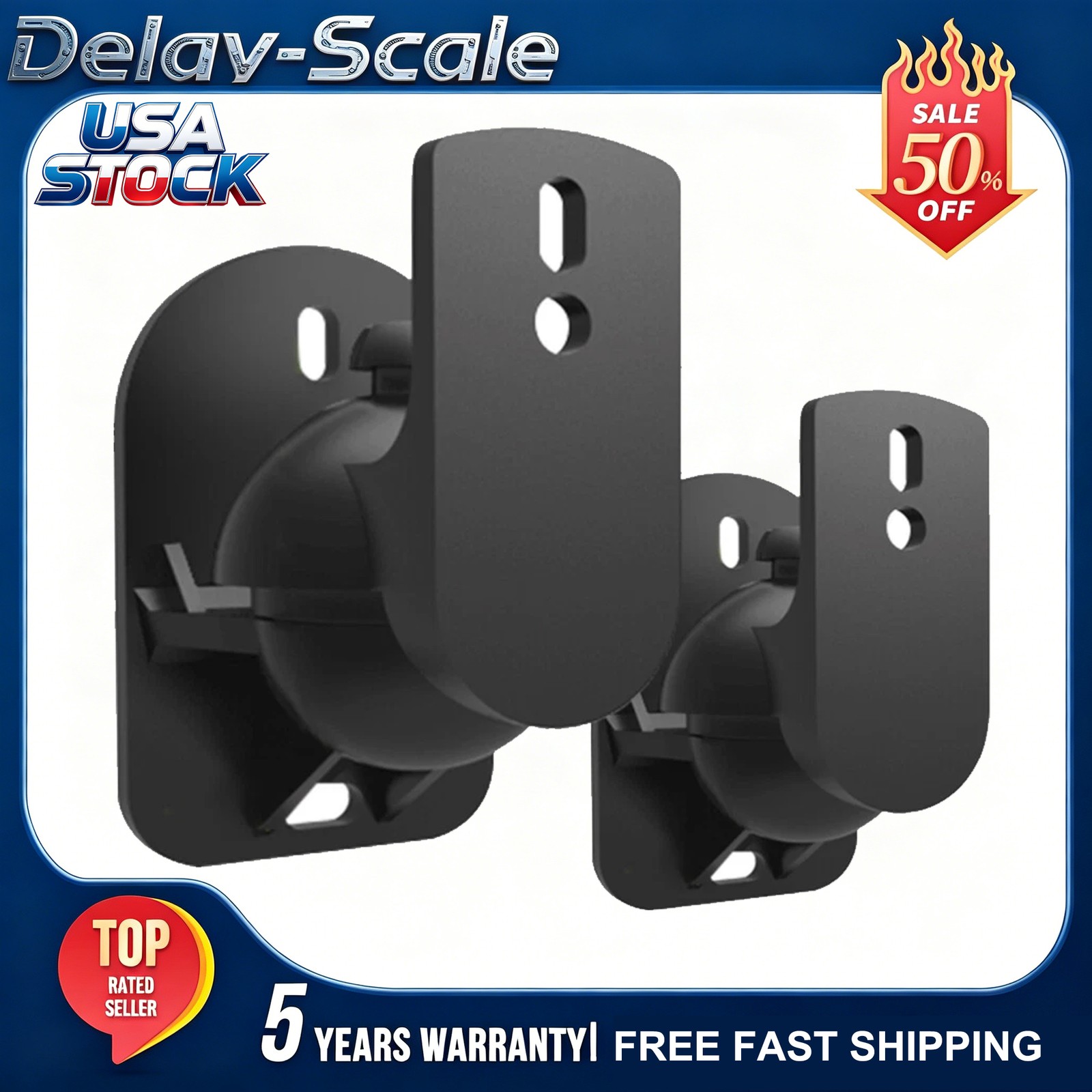 2 Pack Speaker Wall Mount Brackets,Universal Mount for Surround Sound Speakers