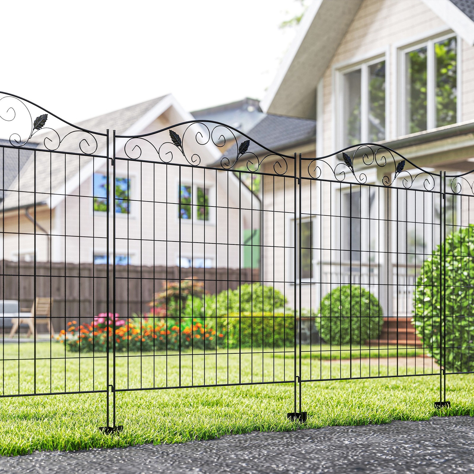 Garden Fence, 4 Pack, 44 in(H) x 12 ft(L) Folding Garden Fence Border, No Dig G