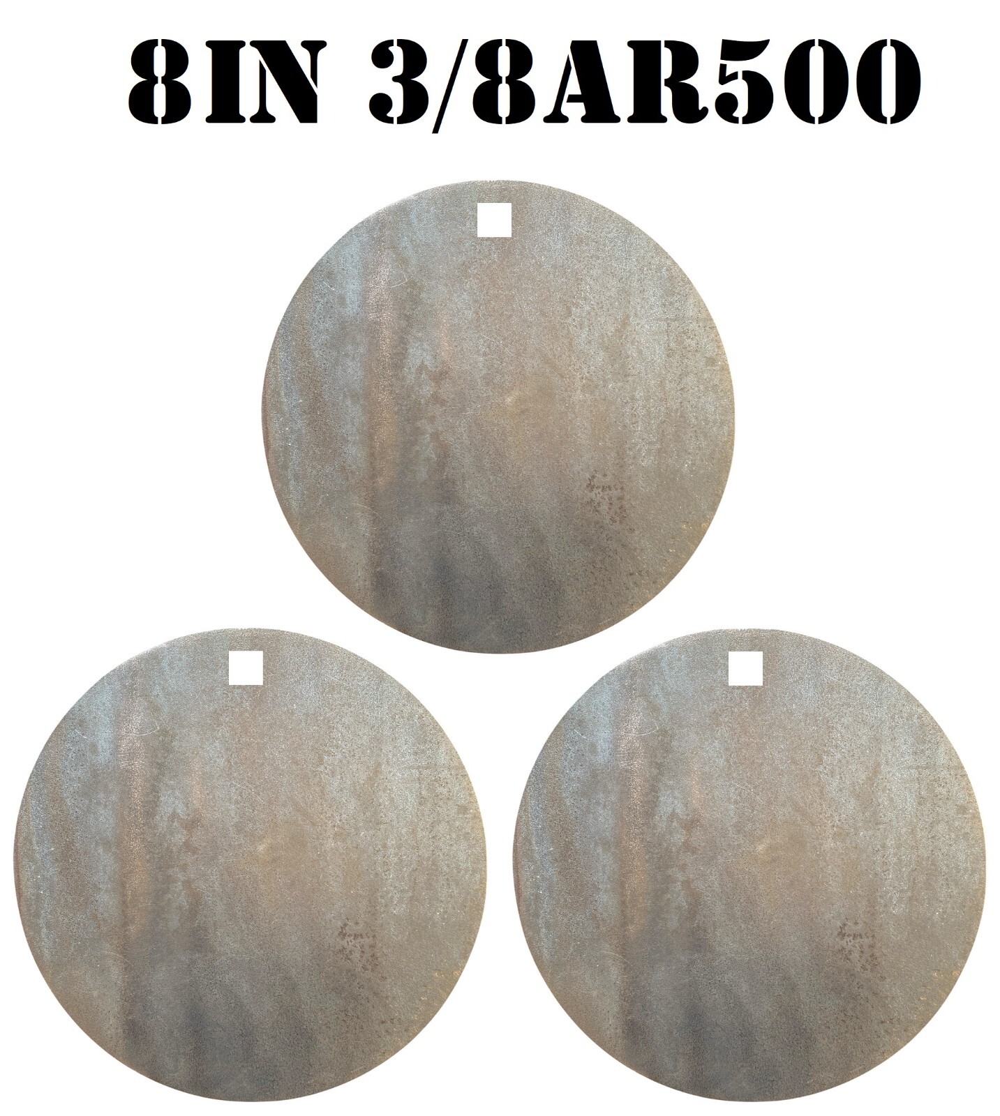 3/8" AR500 Hardened 8" Metal Steel Shooting Range Rifle/Pistol Target Gongs 3pc