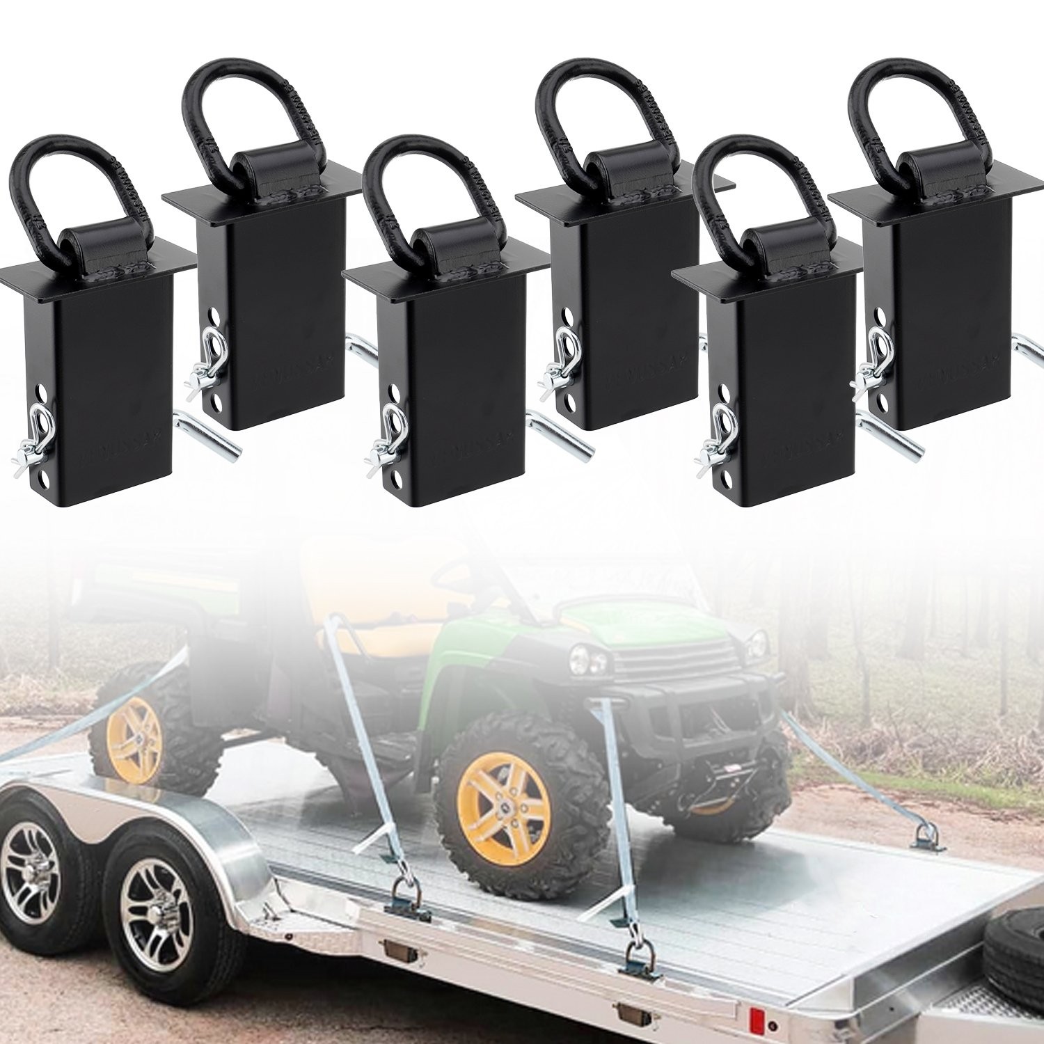 Stake Pocket D-Ring Tie Downs Utility for Flatbed Trucks and Trailer – 6 Pack