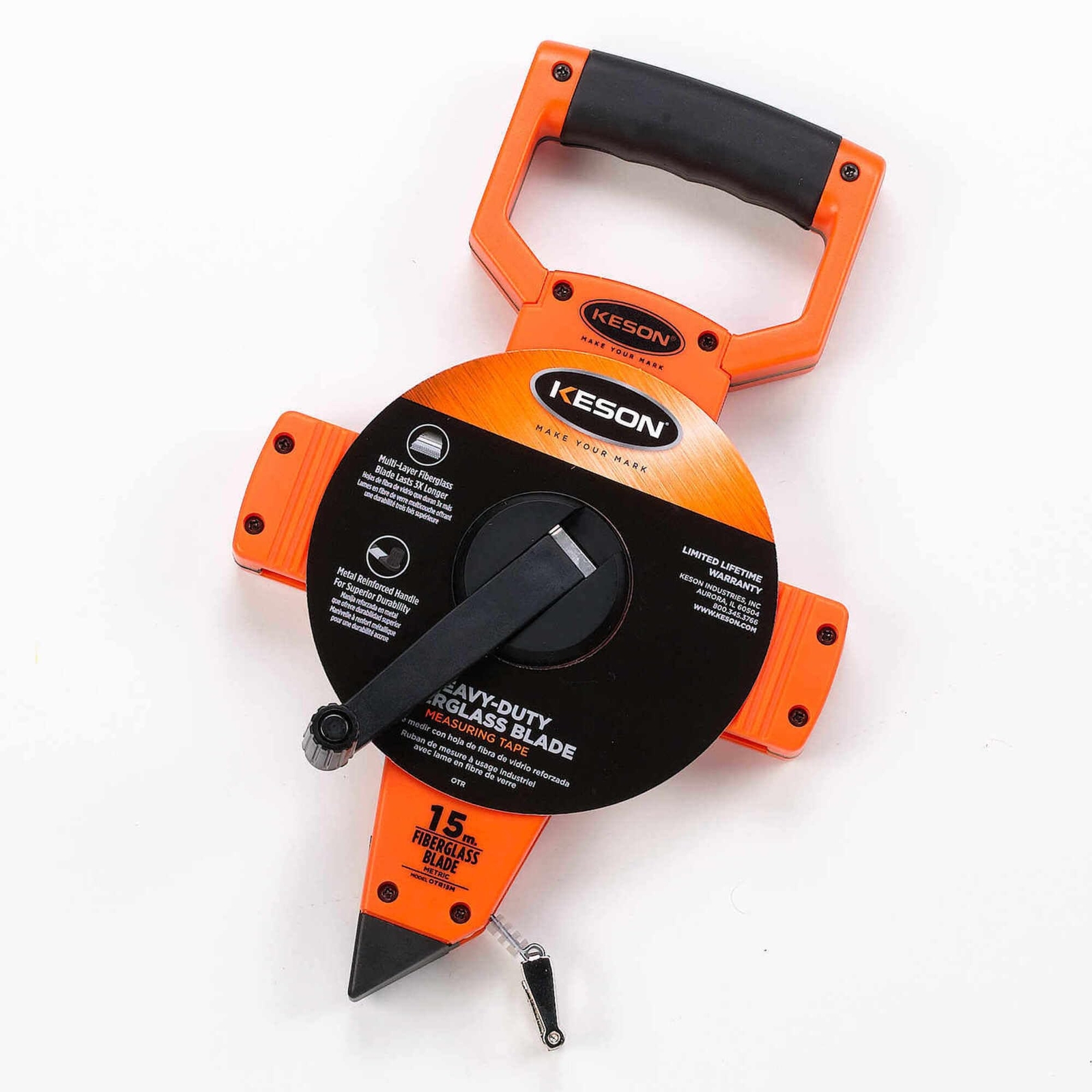 Keson OTR50M Open Reel Fiberglass Tape Measure Reel Graduations 2mm 50-Meter