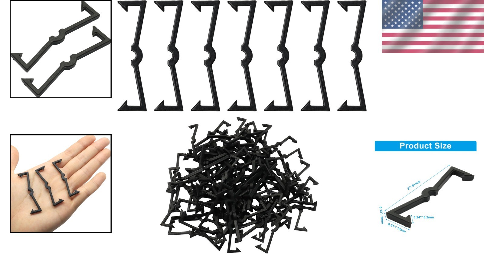 100Pcs Pegboard Clips Hook Locks Black Plastic Peg Locks Pegboard Hook Retainers
