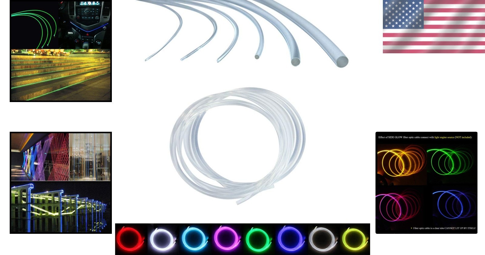 0.06in x 16.4ft PMMA Plastic Fiber Optic Cable, Waterproof