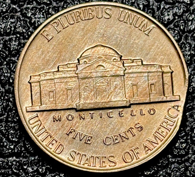 1942-p TYPE 1 FULL STEPS ERROR Jefferson Nickel CLIPPED PLANCHET ERROR!!!!