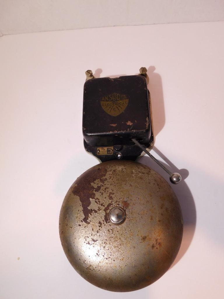 ANTIQUE VINTAGE INDUSTRIAL ANSONIA IRON STEEL ELECTRIC WALL BELL -ALARM-WORKING
