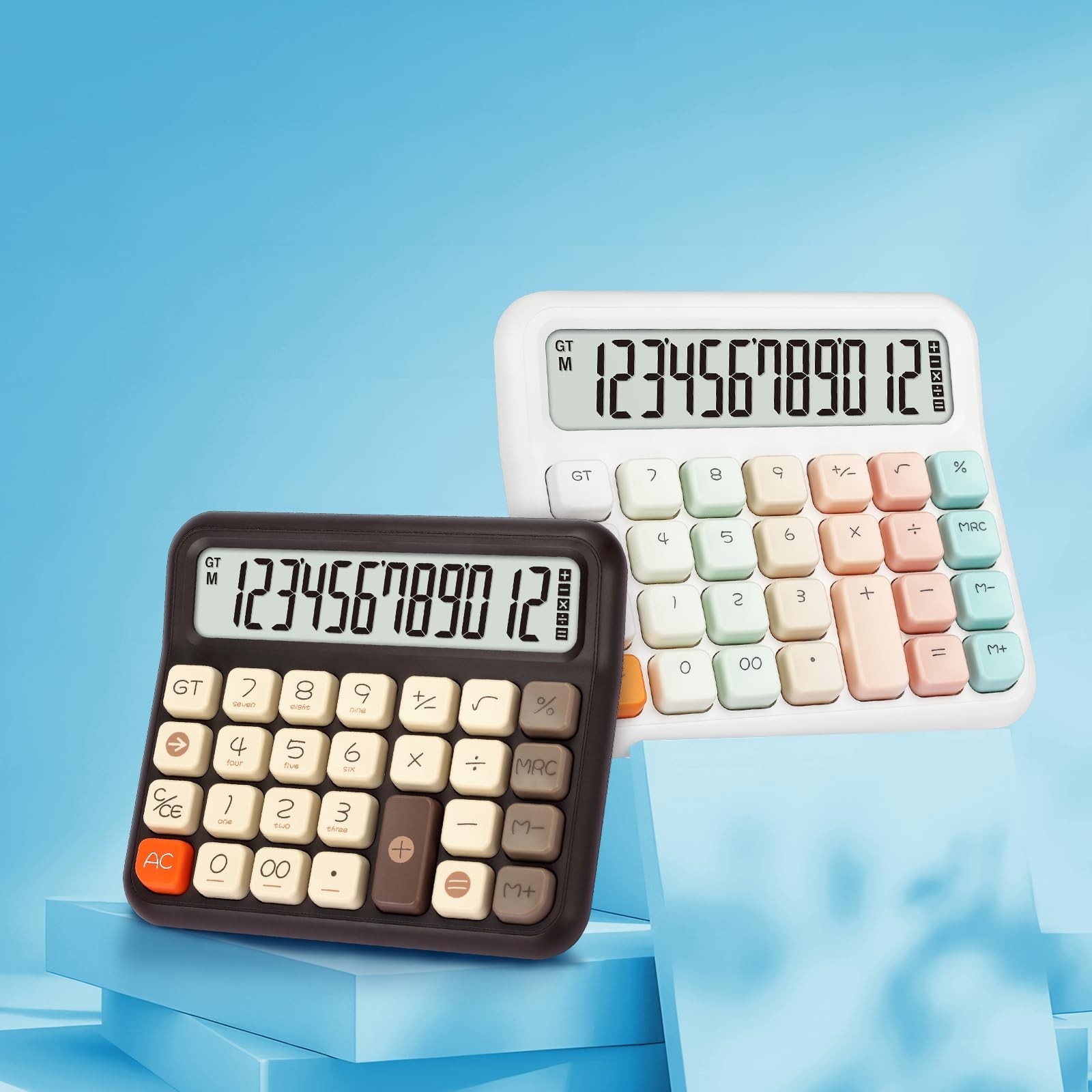 Pendancy Calculators Desktop 12 Digit, Gradient Pink Cute Basic Calculator wi...