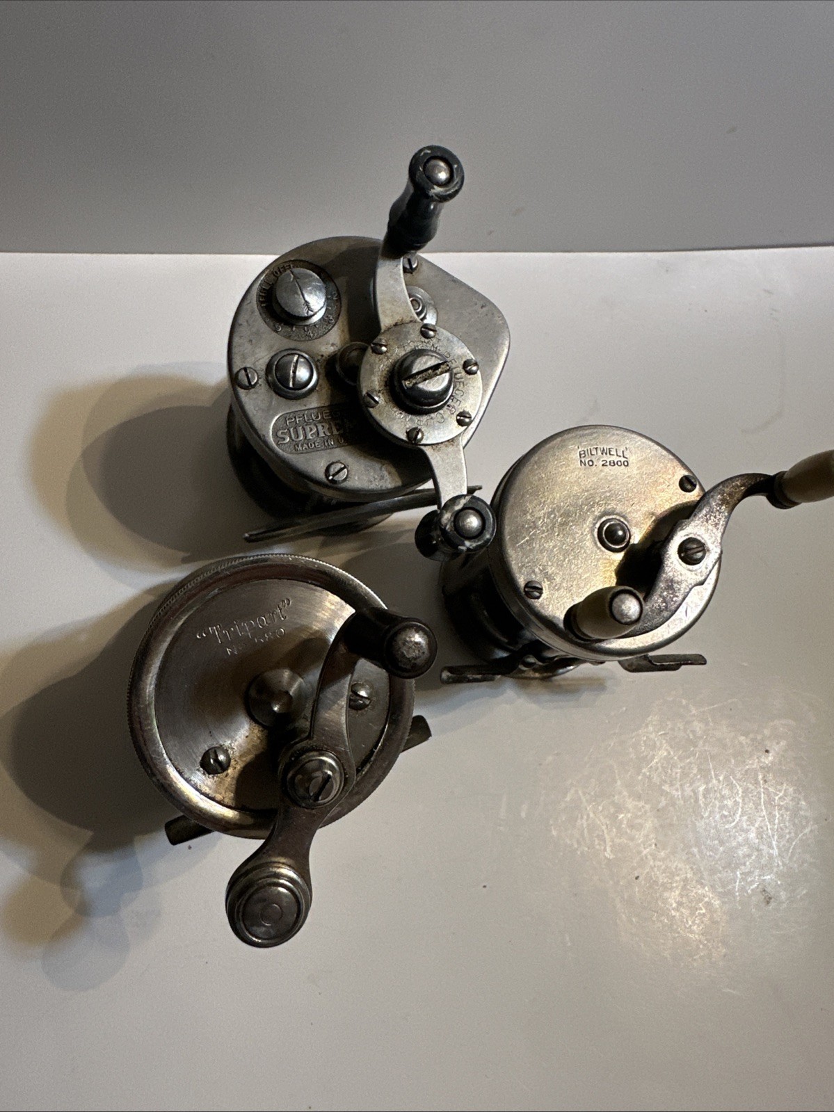 Vintage Fishing Reels Lot Of 3 Pflueger, Bitwell 2800, A.F. Meisselbach Tripart!