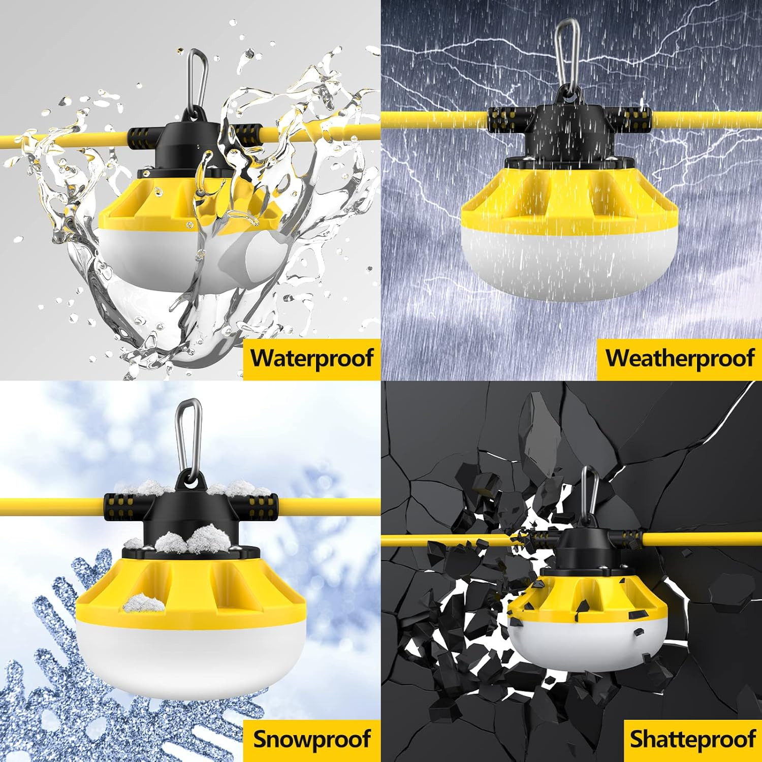 50FT Construction String Lights LED Industrial Grade Best for Construction Sites