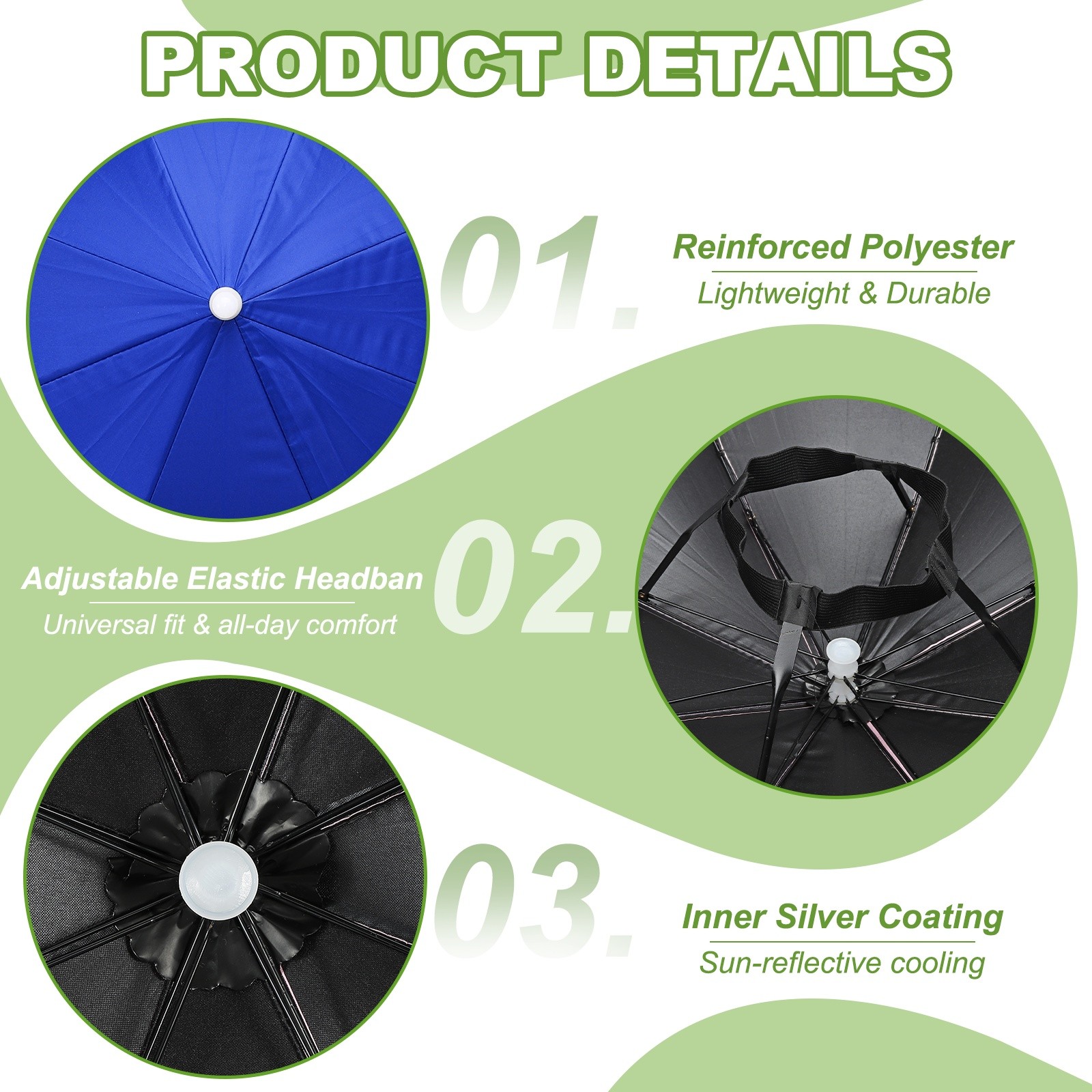 Umbrella Hat Fishing Hat with Elastic Band for Fishing (Sapphire Blue)