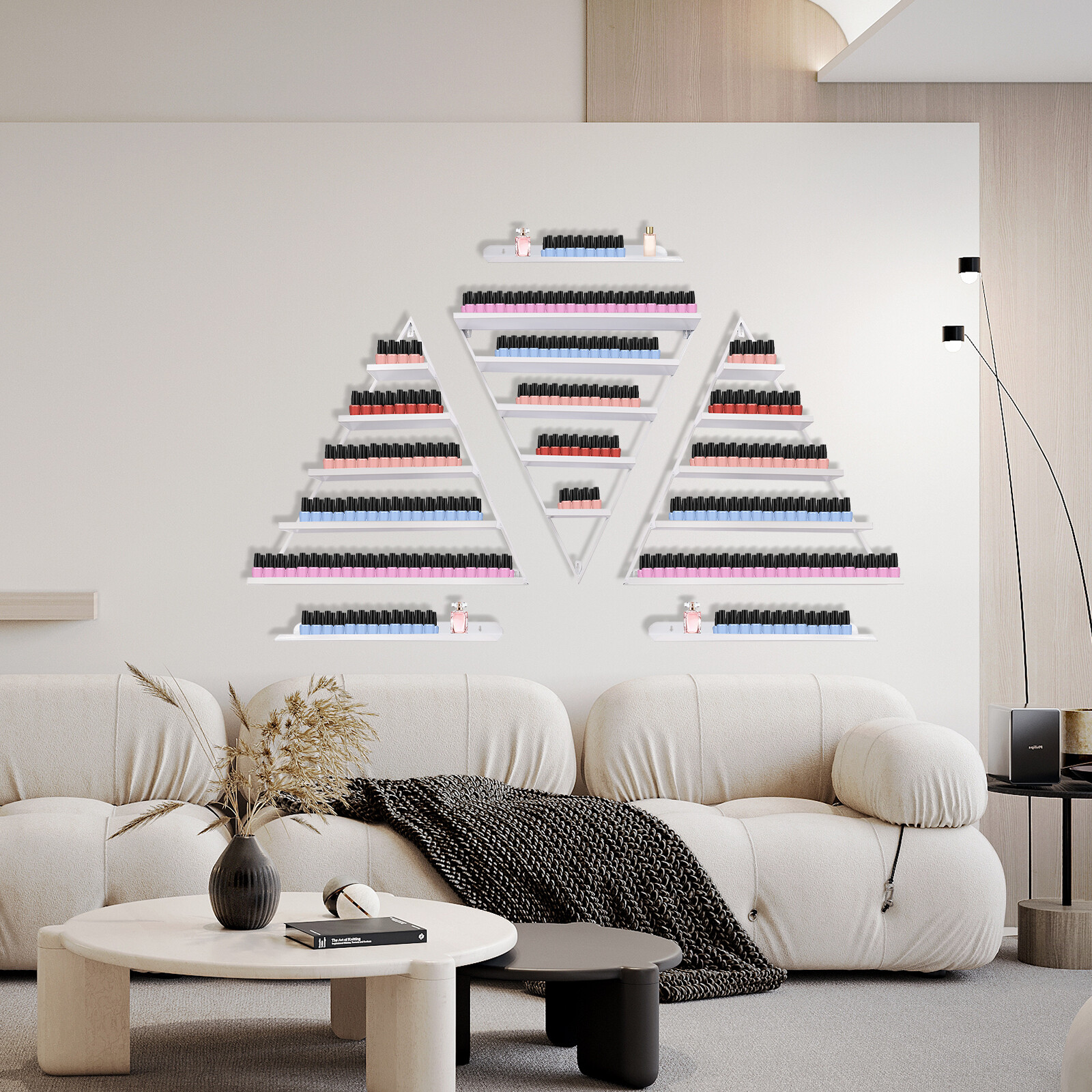 3 Pcs Triangle Wall-mounted?Nail?Polish?Display?Racks 5-Tier White Display Shelf