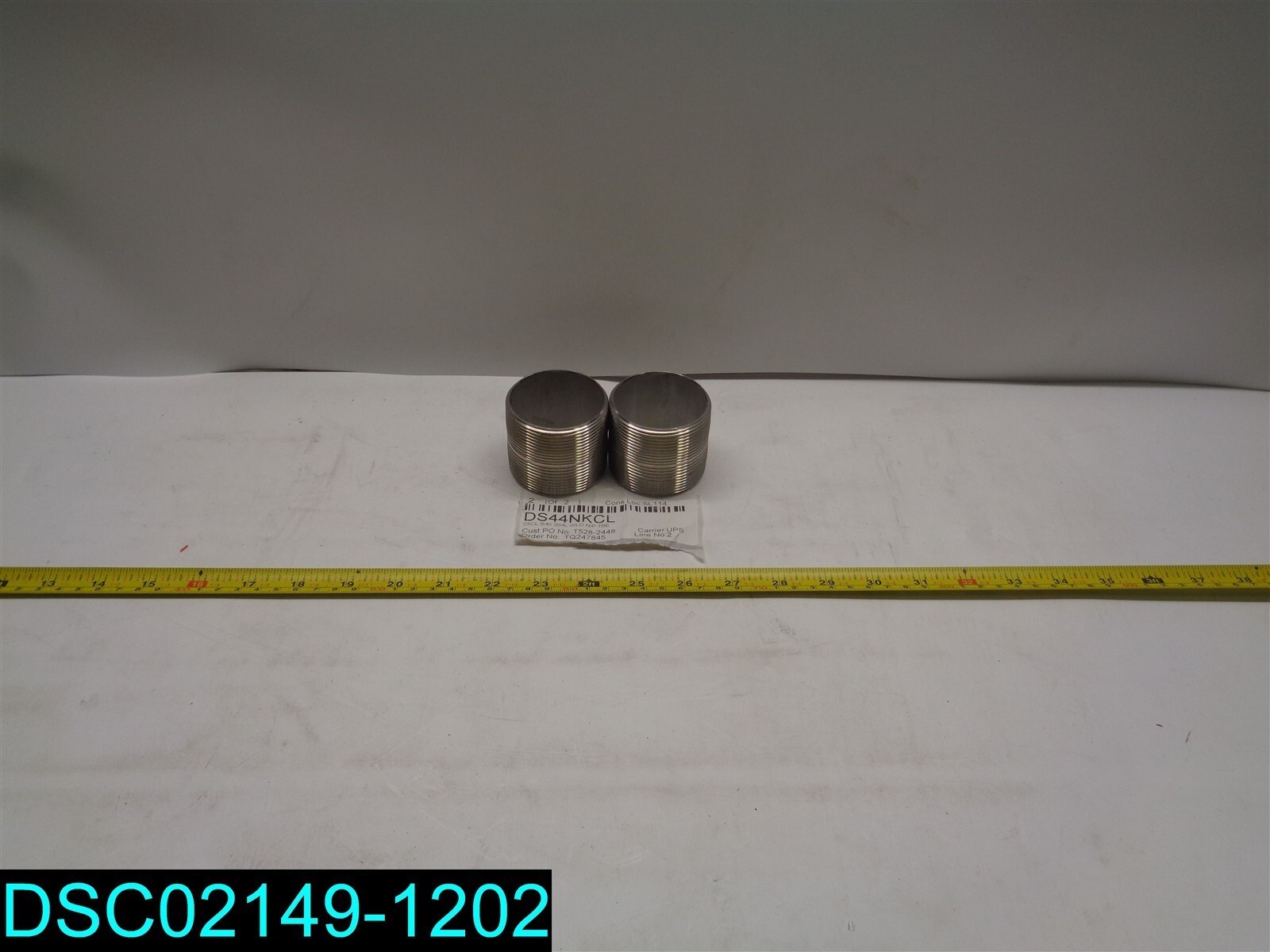 Qty=2 Merit Brass Ds44nkcl Sch40 Stainless Steel Weld Nipple Thrd Both Ends 2"