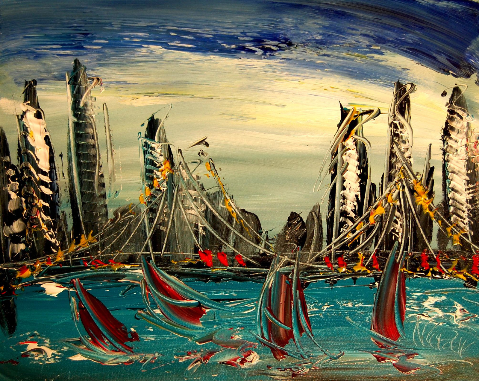 Storm  Seas SUPERB  ORIGINAL   Painting  Stretched  IMPRESSIONIST KEWtyjDRG