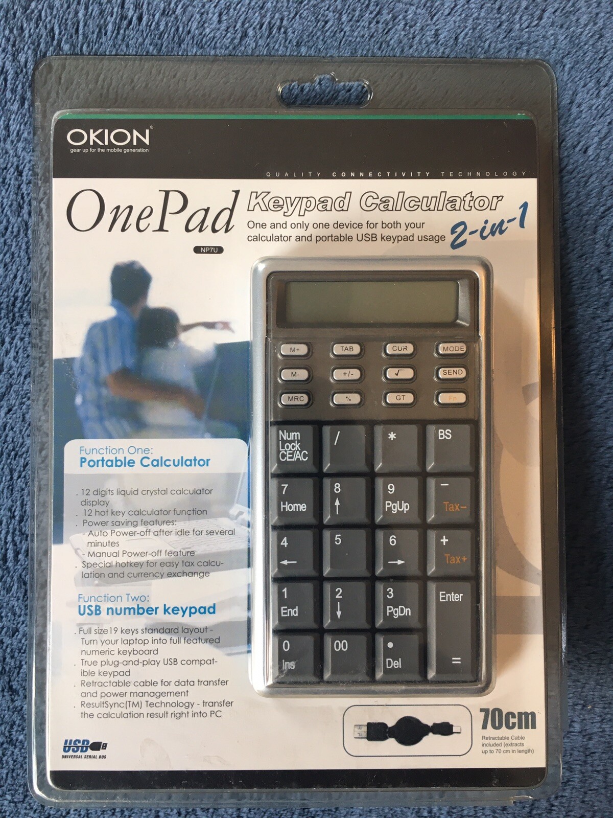 2 In 1 Keypad Calculator With Retractable USB Cord Okion Brand New Sealed