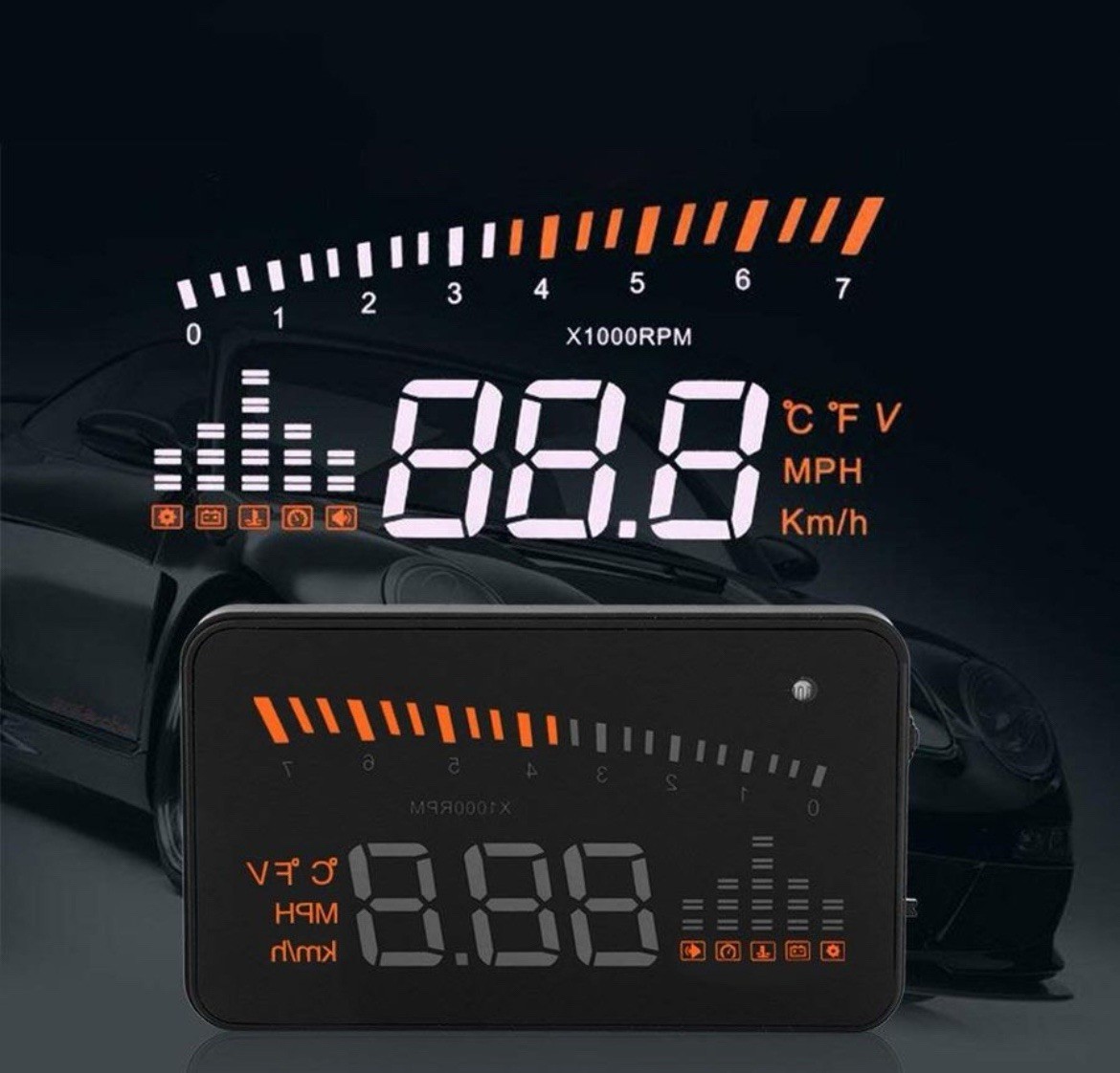 Head Up Display, X5 OBDII HUD 3" Alarm Head Up Display Windscreen Projector