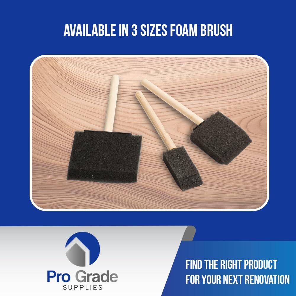 Pro Grade - Foam Brushes - 2 Inch - 48 Piece Poly 2"-48Ea, Multicolor