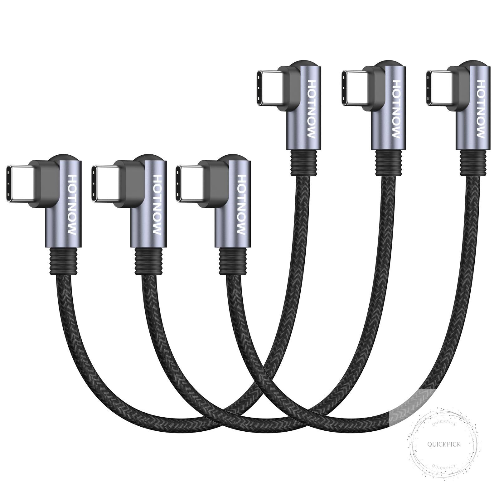 Right Angle USB C to USB C Cable 0.5FT 3Pack, Short 6 inch USB C Charger Cable