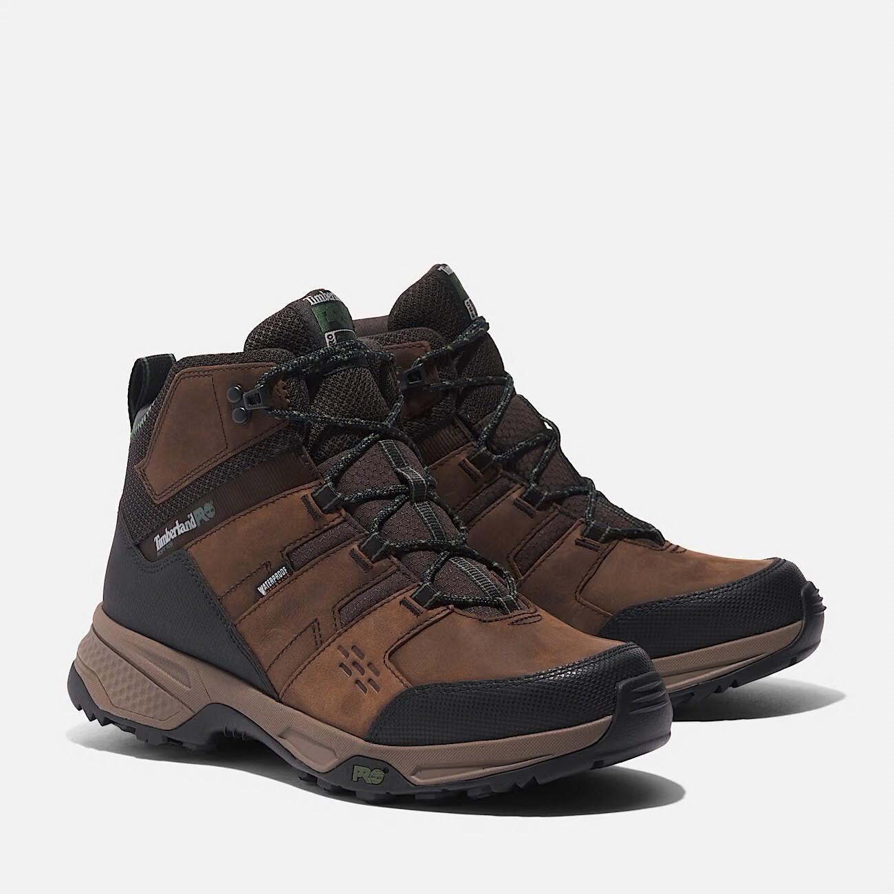 Men's Timberland PRO Switchback LT Waterproof Boots BROWN GREEN SOFT TOE WORK