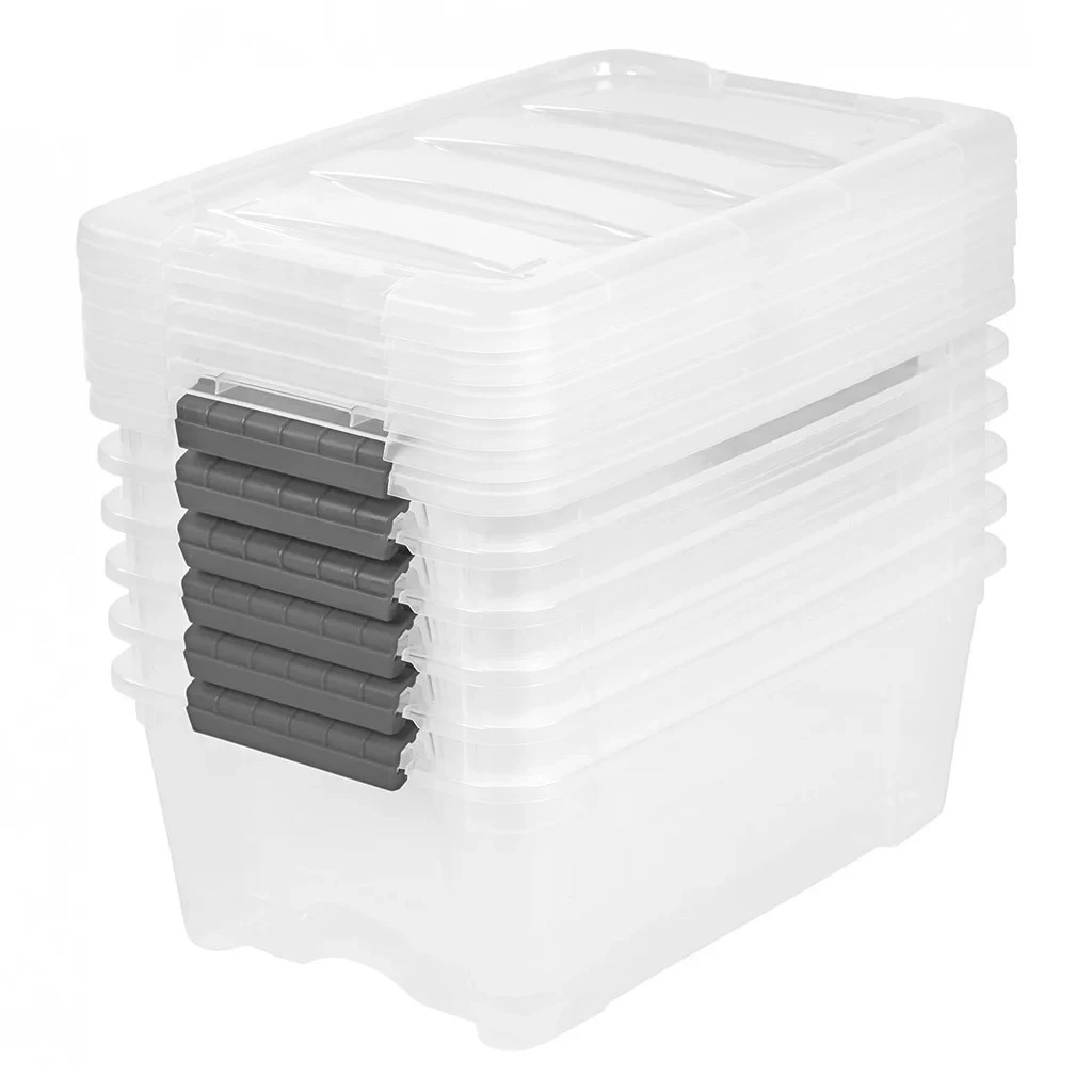 IRIS 12.9 Quart Buckle Up Storage Bin, 6-pack - *FREE SHIPPING*