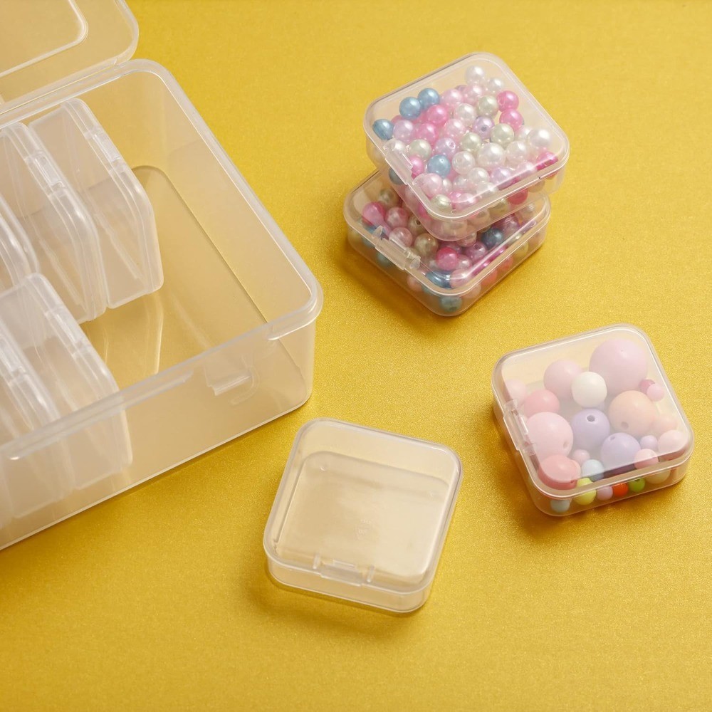 Plastic Bead Storage Box with Hinged Lid 15 Compartment Clear Craft Organizer