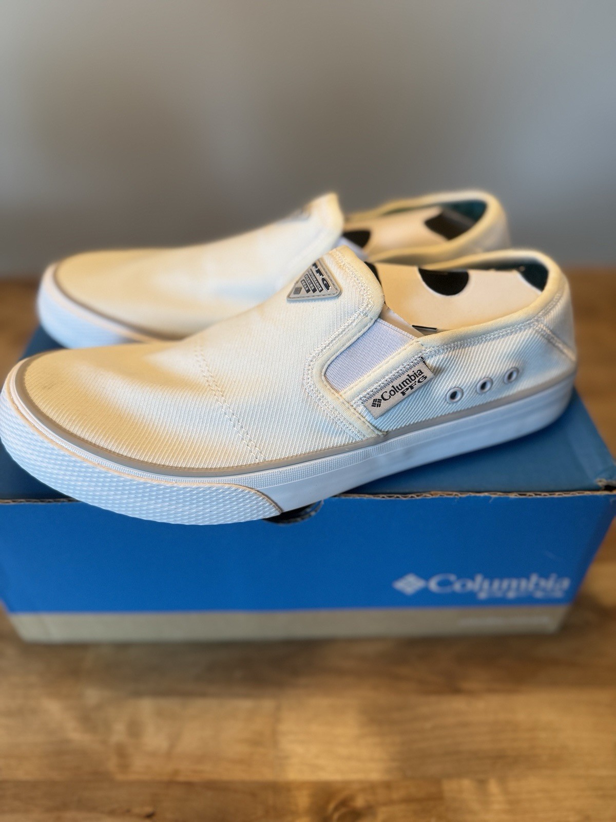 Columbia SlackWater Breeze Boat Shoes Womens 9 White Mesh Slip On PFG Fishing