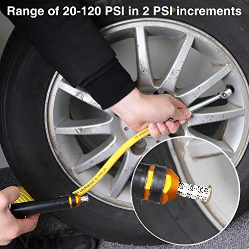 Tire Inflator and Air Pressure Gauge, Dual Head Chuck, 1/4" NPT, 13" 14PCS