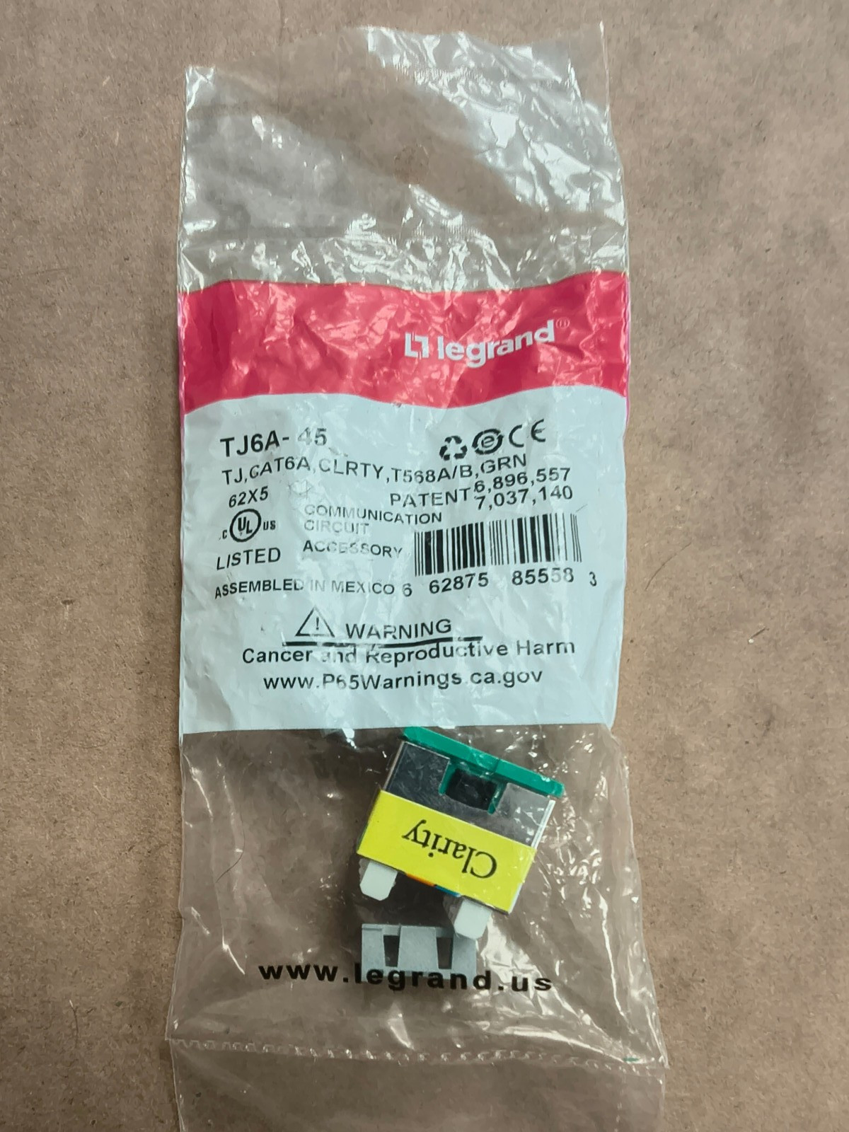 New Legrand Ortronics TJ6A‑45 Clarity Cat6a TracJack GREEN Jack