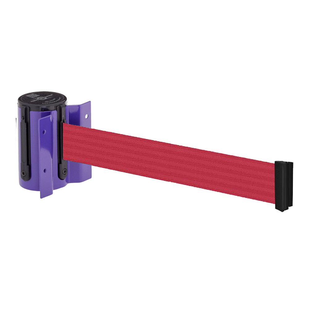 Tensabarrier Concealed Mount Wall Unit with Standard Belt End, 2" X 13' - Red