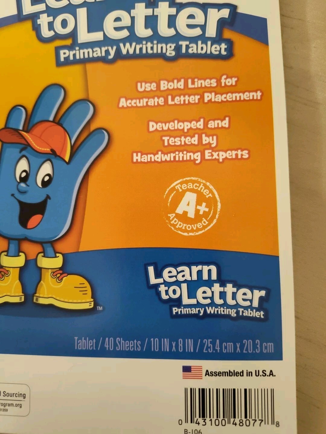 Mead Learn to Letter Primary Writing Tablet, 40 sheets Grades PK-1 NEW