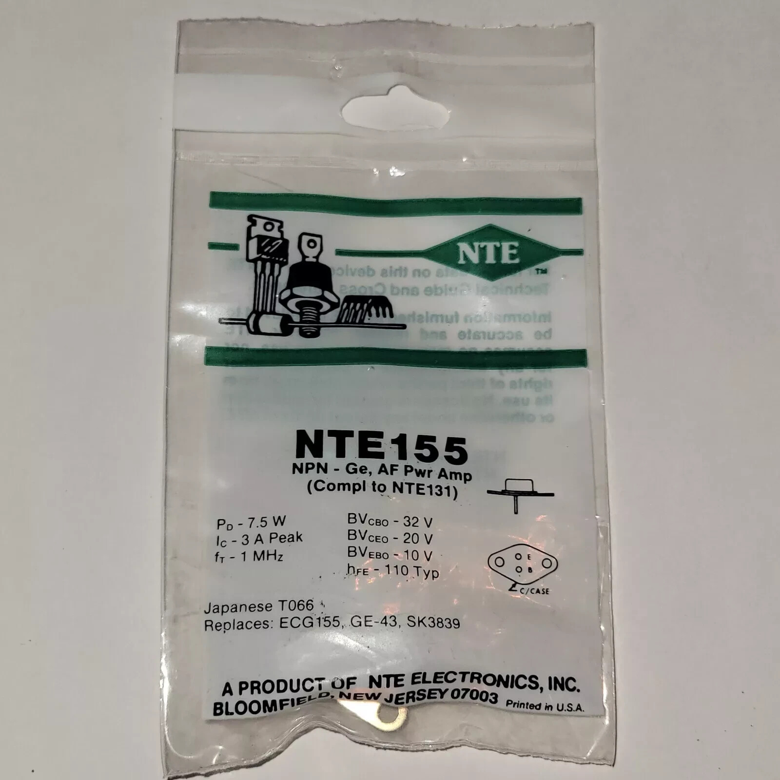 NTE155 NPN- Ge, AF Power Amp NOS SEALED