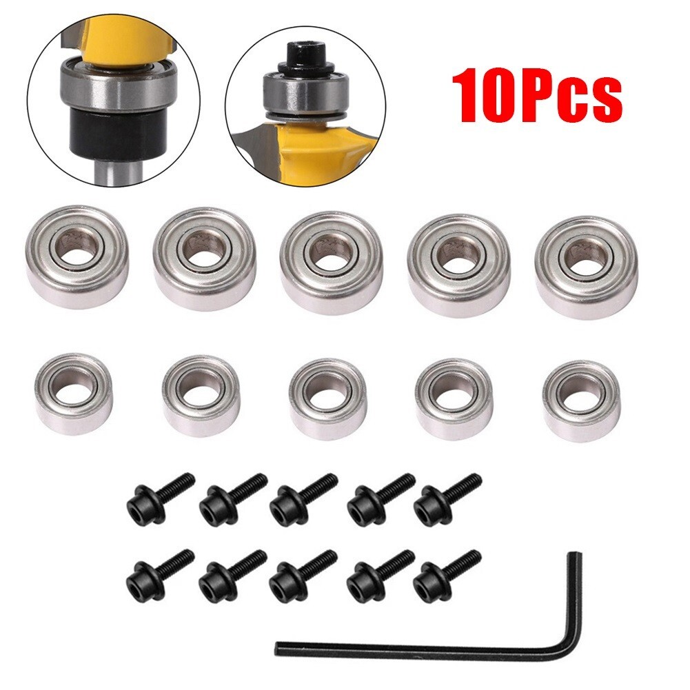10pcs Router Bits Top Mounted Ball Bearings Guide For Router Bit Bearing Repair