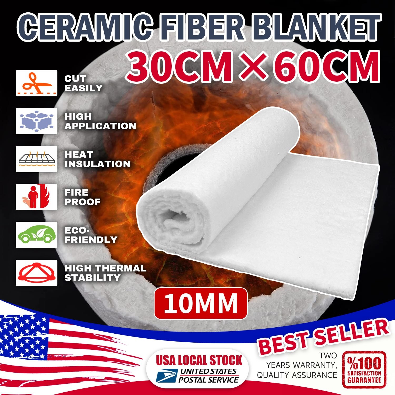 MODIGT 12"x24" Ceramic Fiber mat for Boiler Pipeline Thermal Protection