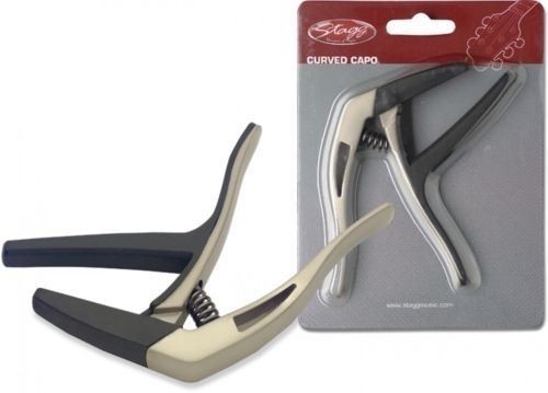 Stagg SCPX-CU/BG Beige Curved Trigger Clamp Style Spring Steel Guitar Capo